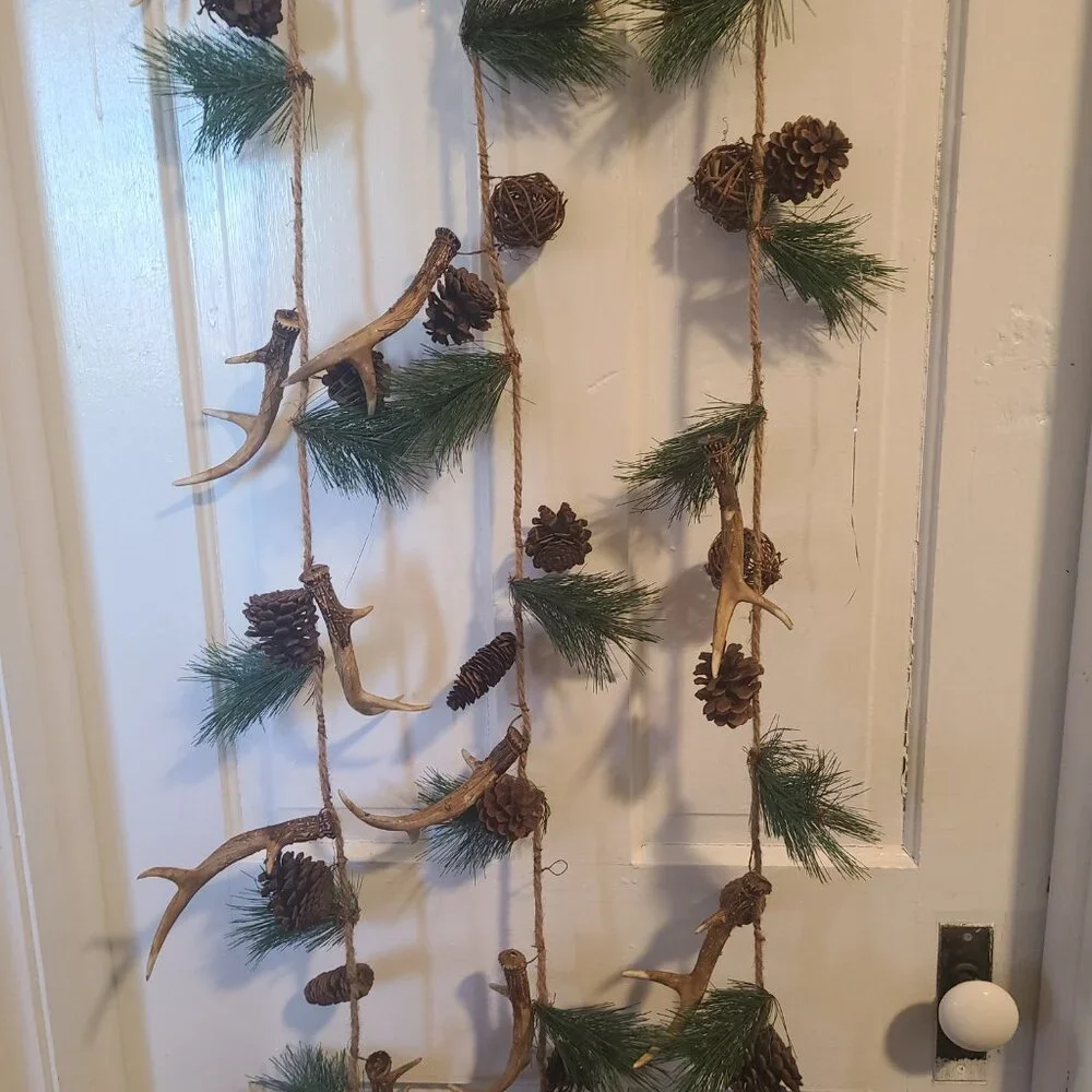 Deer Antler Pine Comb Tree Garland 3 PCS Artificial Pine 75